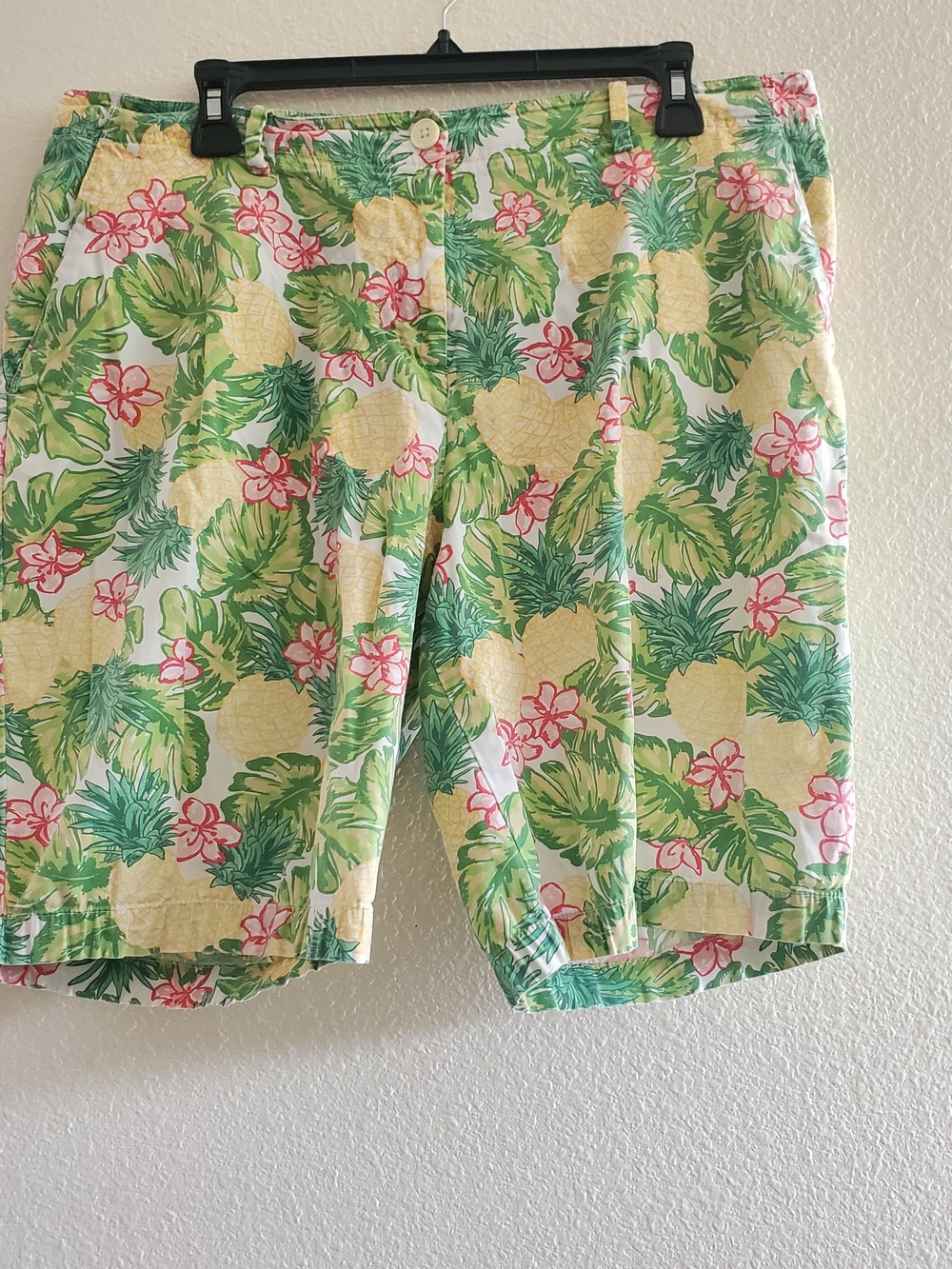Talbots Yellow & Green Pineapple-Print Women Shorts Size 16